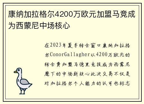 康纳加拉格尔4200万欧元加盟马竞成为西蒙尼中场核心 康纳加拉格尔4200万欧元加盟马竞成为西蒙尼中场核心